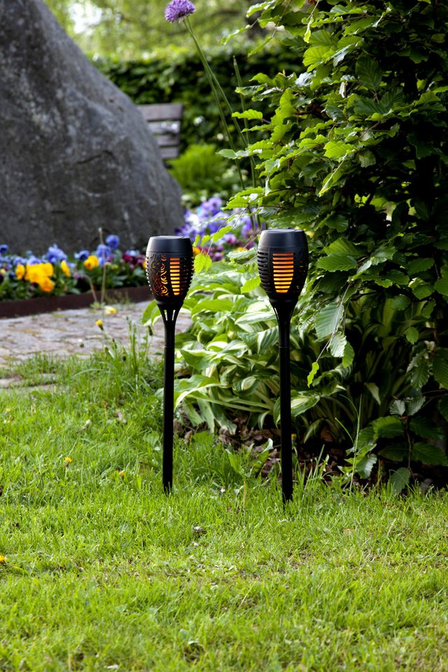 STAR TRADING LED Solarleuchte Solar-Fackel, Tageslichtsensor, LED fest integriert, Extra-Warmweiß, 2er-Set, Flammen-Effekt, je 36 Lichtpunkte, Dämmerungssensor – Bild 4 von 4