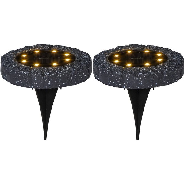 STAR TRADING LED Solarleuchte Solar-Spotlight Lawnlight, Tageslichtsensor, LED fest integriert, Warmweiß, 2er-Set, flache Bodenleuchten, Dämmerungssensor