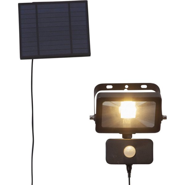STAR TRADING LED Solarleuchte Solar-Spotlight Powerspot, Bewegungsmelder, LED fest integriert, Warmweiß, PIR- und Dämmerungssensor, bis zu 800lm bei Bewegung, 4