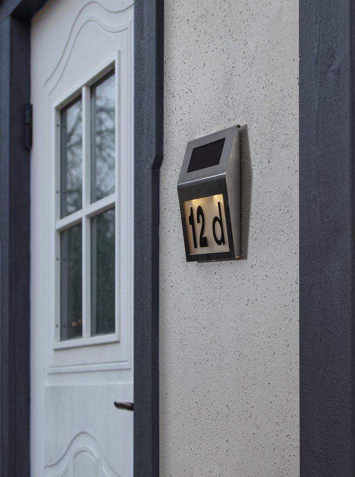 STAR TRADING LED Solarleuchte Solar-Wandleuchte Wandy, Tageslichtsensor, LED fest integriert, Warmweiß, Hausnummernleuchte mit Sticker-Set, Dämmerungssensor – Bild 2 von 5
