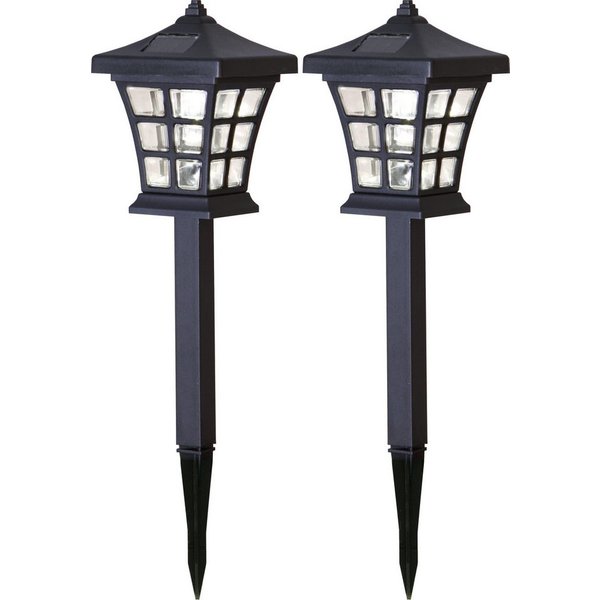 STAR TRADING LED Solarleuchte Solar-Wegleuchte Nippon, Tageslichtsensor, LED fest integriert, Warmweiß, Dämmerungssensor, 2er-Set