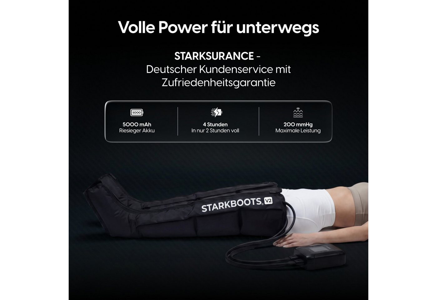 STARKFELD Lymphdrainage-Gerät STARKBOOTS® Lymphdrainage Gerät – Recovery Boots & Bein Massagegerät, 8 Drucksensoren, Bein Massagegerät mit kabellosem Smart Moni – Bild 5 von 5