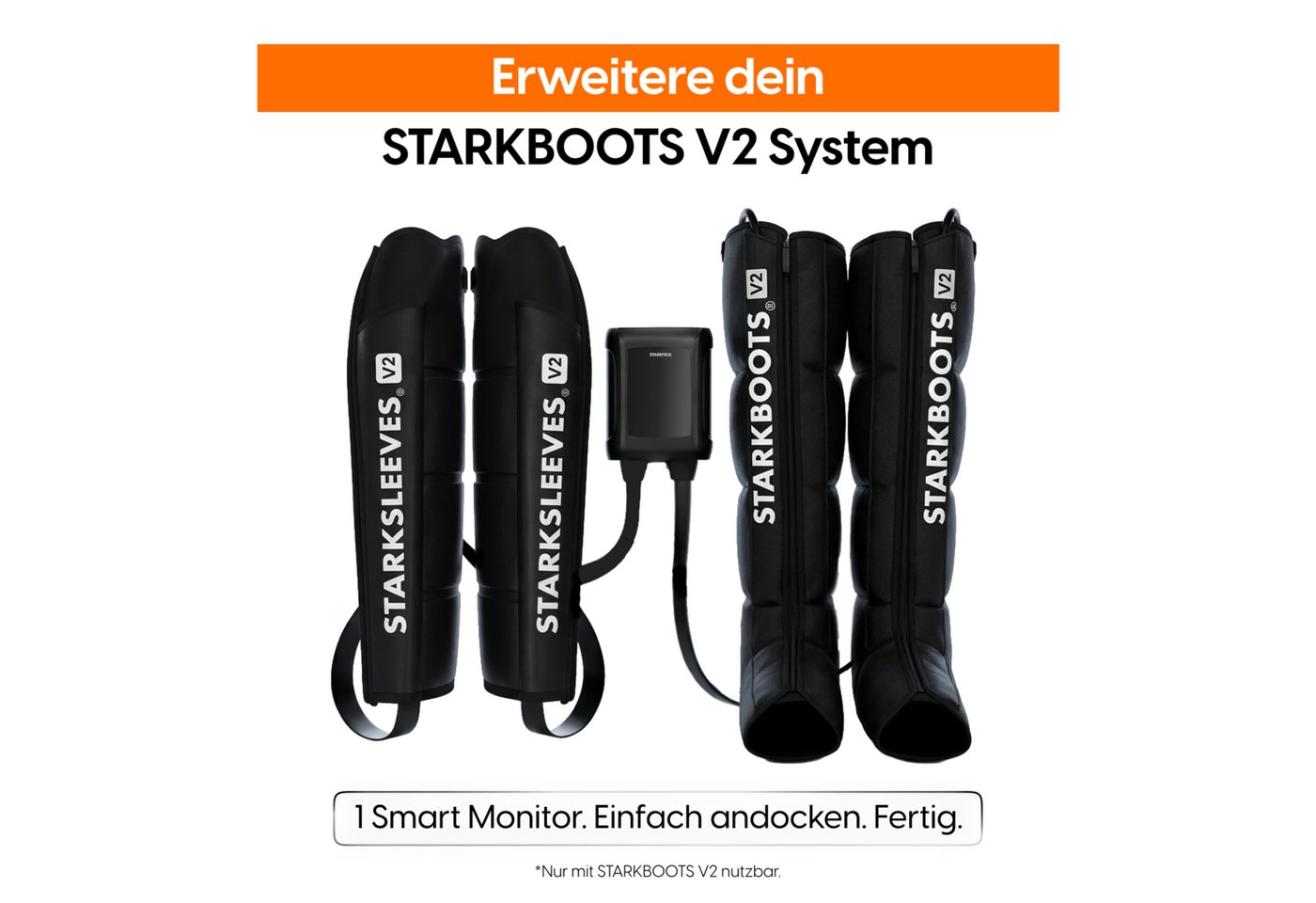 STARKFELD Lymphdrainage-Gerät STARKBOOTS® Lymphdrainage Gerät – Recovery Boots & Bein Massagegerät, 8 Drucksensoren, Bein Massagegerät mit kabellosem Smart Moni – Bild 4 von 5