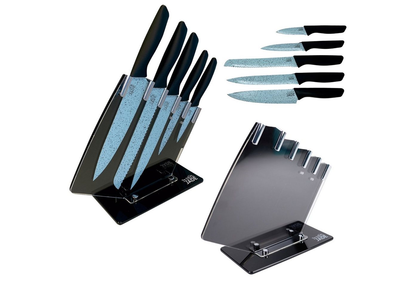 Starlyf Messer-Set Jade Knife Series + Stand (Set, 6-tlg., Einzeln oder mit Messerschärfer), Set aus 5 Messern mit Jadepulverbeschichtung und Messerständer – Bild 2 von 5