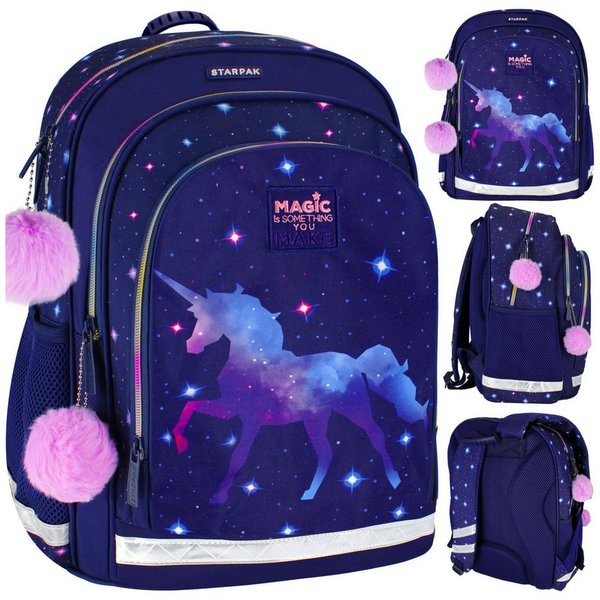 Starpak Schulrucksack Schulrucksack Einhorn Galaxy für Mädchen, Klasse 1–3