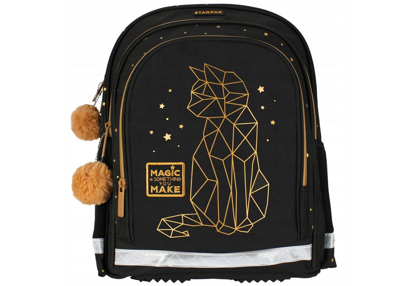 Starpak Schulrucksack Schulrucksack für Mädchen, schwarz-gold, ergonomisch, wasserfest. – Bild 2 von 4