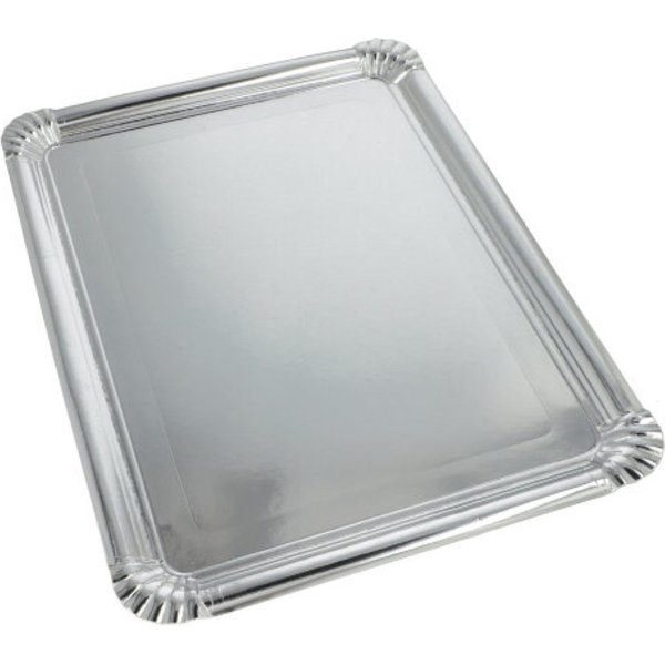 Starpak Servierplatte 10 Servierplatten, Pappe, PET-beschichtet eckig 34 cm x 45,5 cm silber