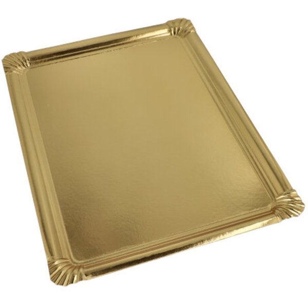 Starpak Servierplatte 5 Servierplatten, Pappe, PET-beschichtet eckig 34 cm x 45,5 cm gold