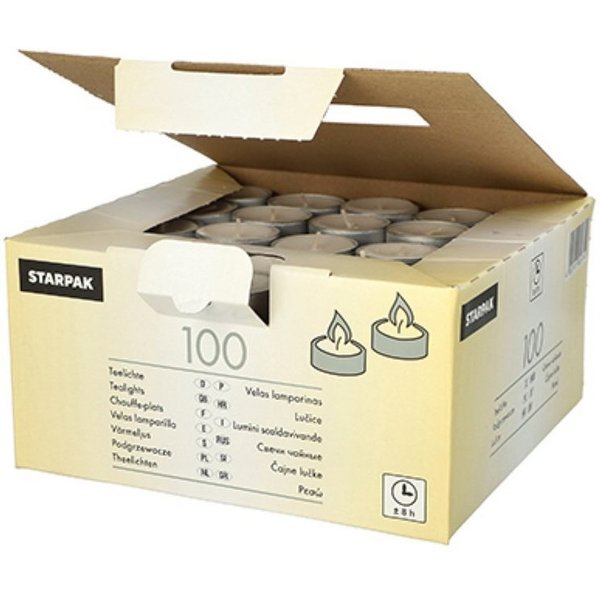 Starpak Teelicht 100 Teelichte Ø 38 mm · 22 mm weiss · mit langer Brenndauer 8 h
