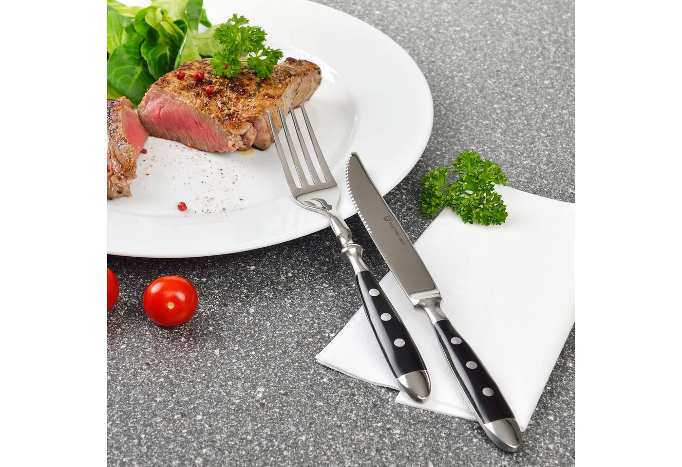 GRÄWE Steakmesser GRÄWE Steakmesser 6 Stück, Serie Nürnberg, schwarz – Bild 3 von 5