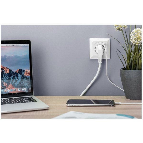 Digitus Steckdose Digitus DA-70613 Unterputz-Steckdose mit USB Weiß