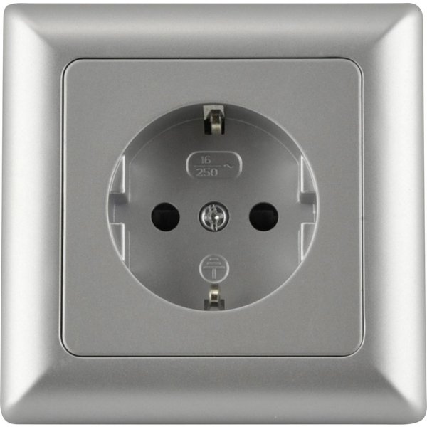 UNITEC Steckdose Unitec Steckdose mit Rahmen silber, Serie Genua