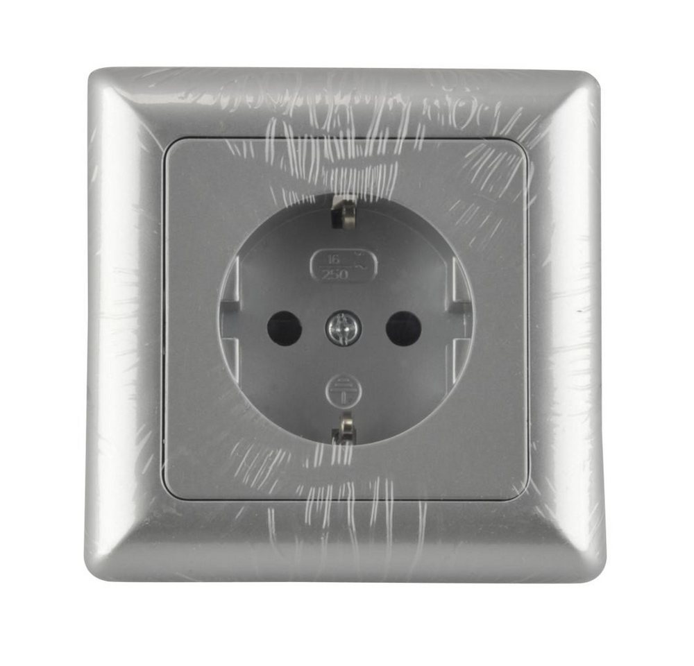 UNITEC Steckdose Unitec Steckdose mit Rahmen silber, Serie Genua – Bild 2 von 2