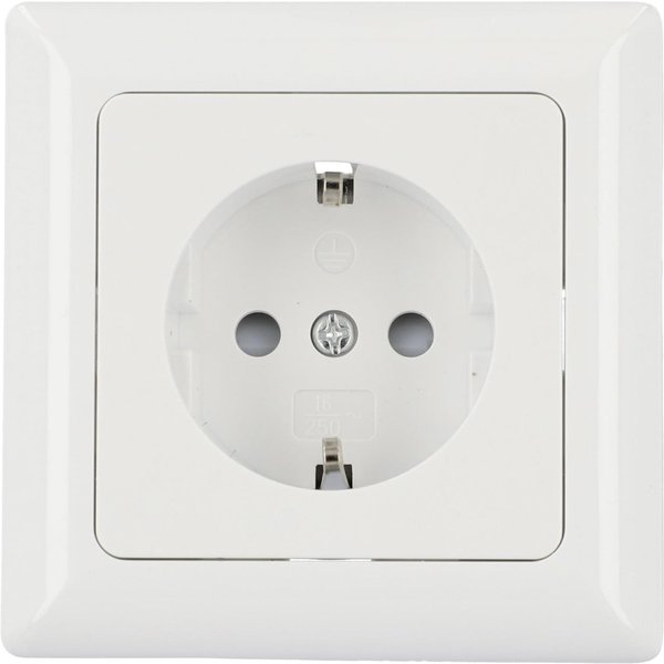 UNITEC Steckdose Unitec Steckdose mit Rahmen ultraweiß, Serie Genua