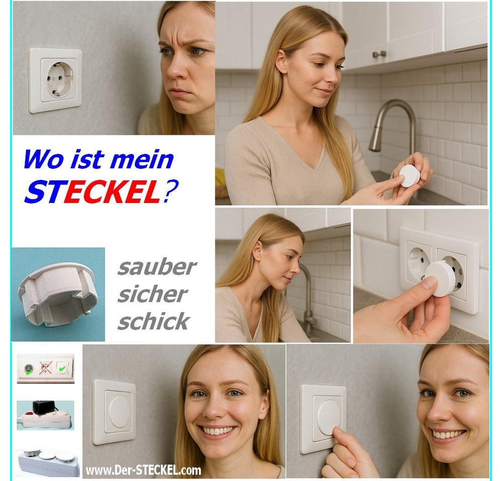 STECKEL Wanddekoobjekt 9 Stück schwarze Steckdosen-Abdeckungen 26.B9 Staubschutz für Steckdos (Sparset, 9 St., 9er Set), Staubschutz, Spritzschutz, Sicherheit – Bild 4 von 4