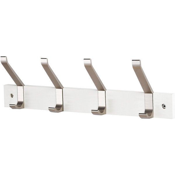 Steelboxx Garderobenleiste Garderobenleiste, Wandgarderobe 600 mm, 4 Haken, weiß/alu (1 St), Komplett montiert