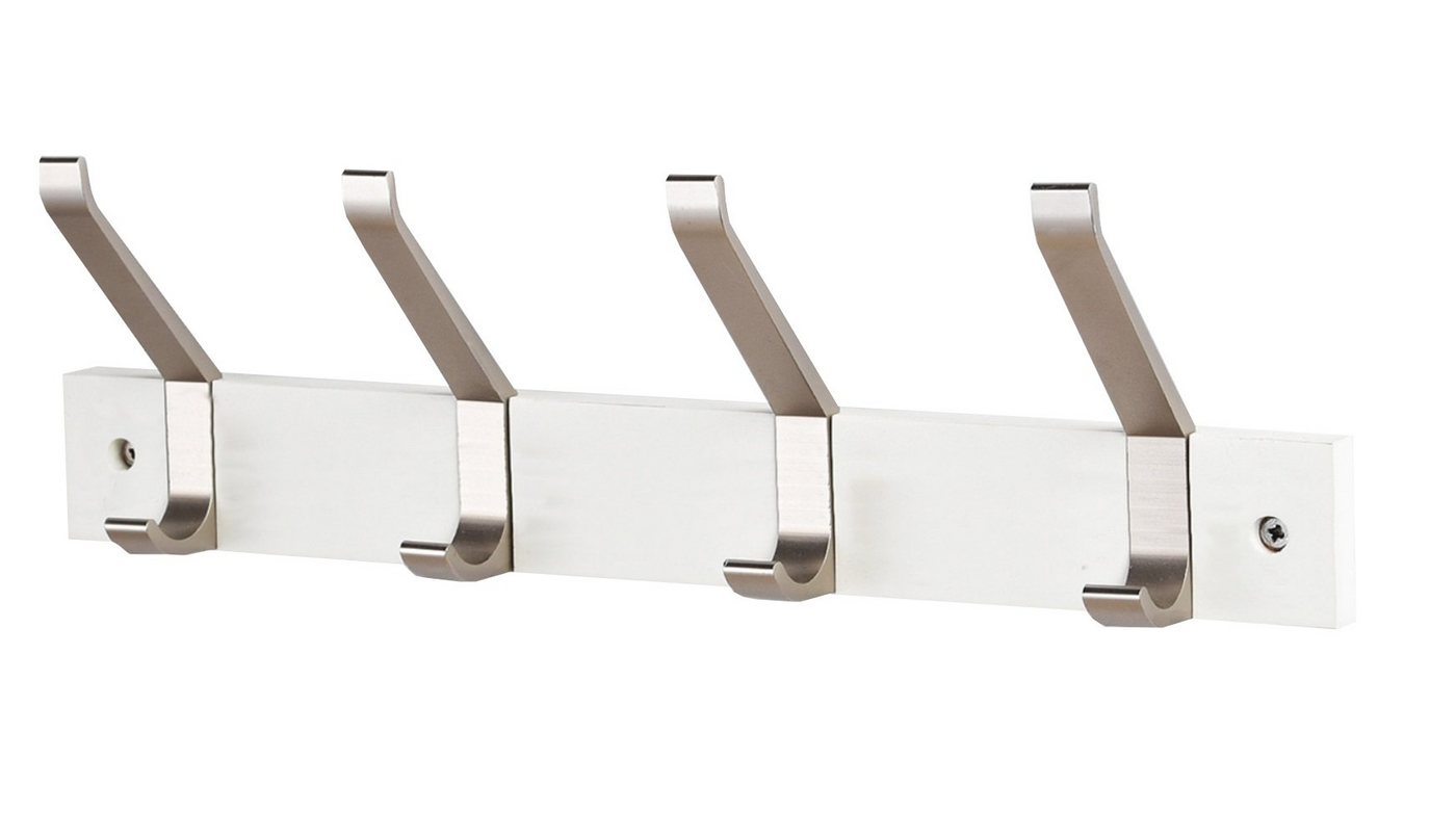 Steelboxx Garderobenleiste Garderobenleiste, Wandgarderobe 600 mm, 4 Haken, weiß/alu (1 St), Komplett montiert – Bild 2 von 2