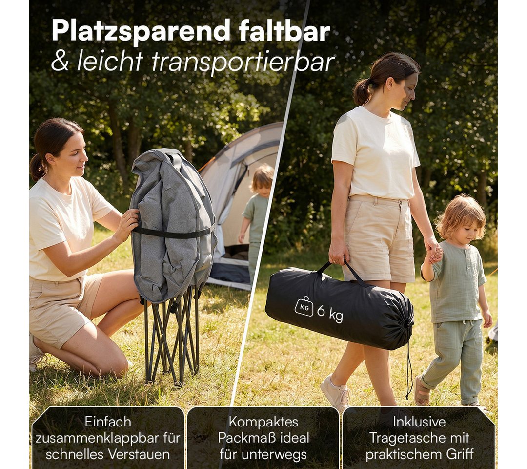 STEELSØN Campingstuhl Hoggar, Campingbank & Moonchair, Klappstuhl mit Seitentasche (grau, 55 cm breit), XXL Moonchair faltbar, Campingstuhl mit Kopfkissen, bis  – Bild 5 von 5