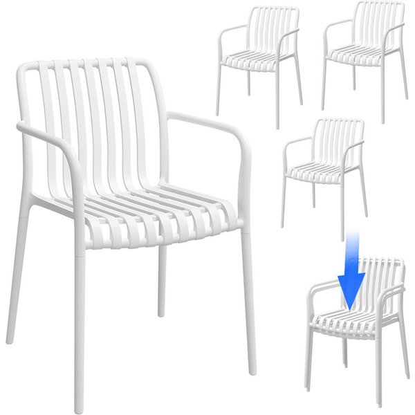 STEELSØN Gartenstuhl Pincoya, Balkonstuhl wetterfest und UV-beständig, bis 120 kg (weiß, 4er Set), stapelbarer Balkonstuhl Kunststoff, verfügbar als 2er/4er/6er