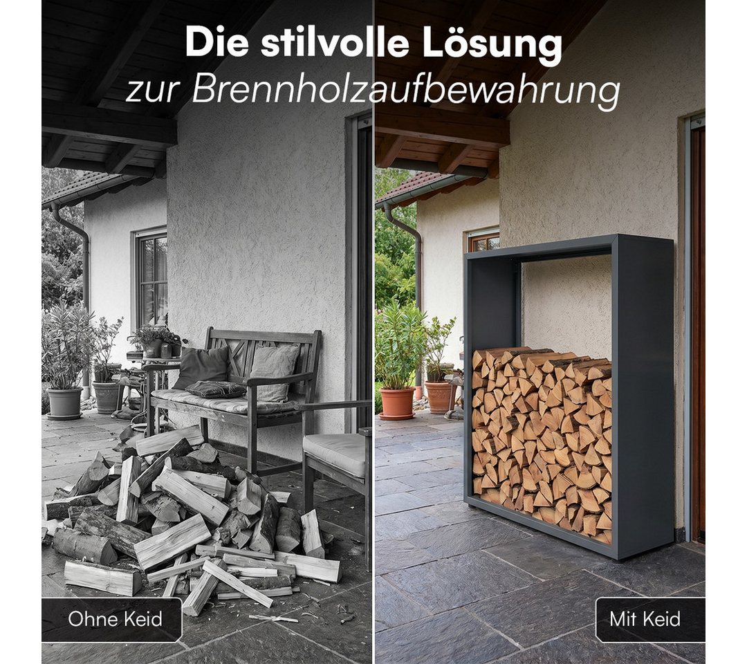 STEELSØN Kaminholzregal Keid, Feuerholz Aufbewahrung für innen/außen, wetterfest, pflegeleicht, rostfrei, höhenverstellbar – Bild 4 von 5
