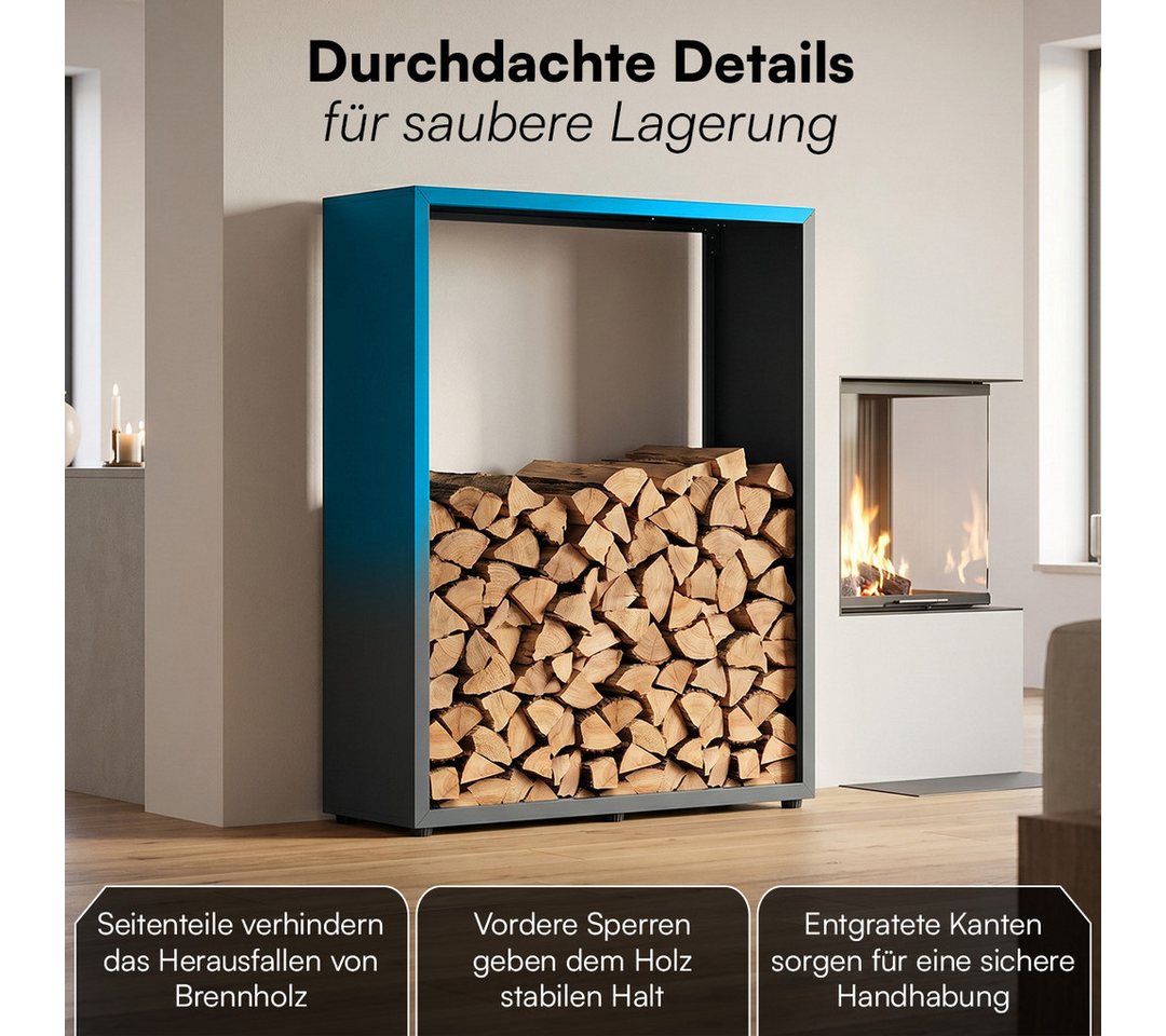 STEELSØN Kaminholzregal Keid, Feuerholz Aufbewahrung für innen/außen, wetterfest, pflegeleicht, rostfrei, höhenverstellbar – Bild 5 von 5