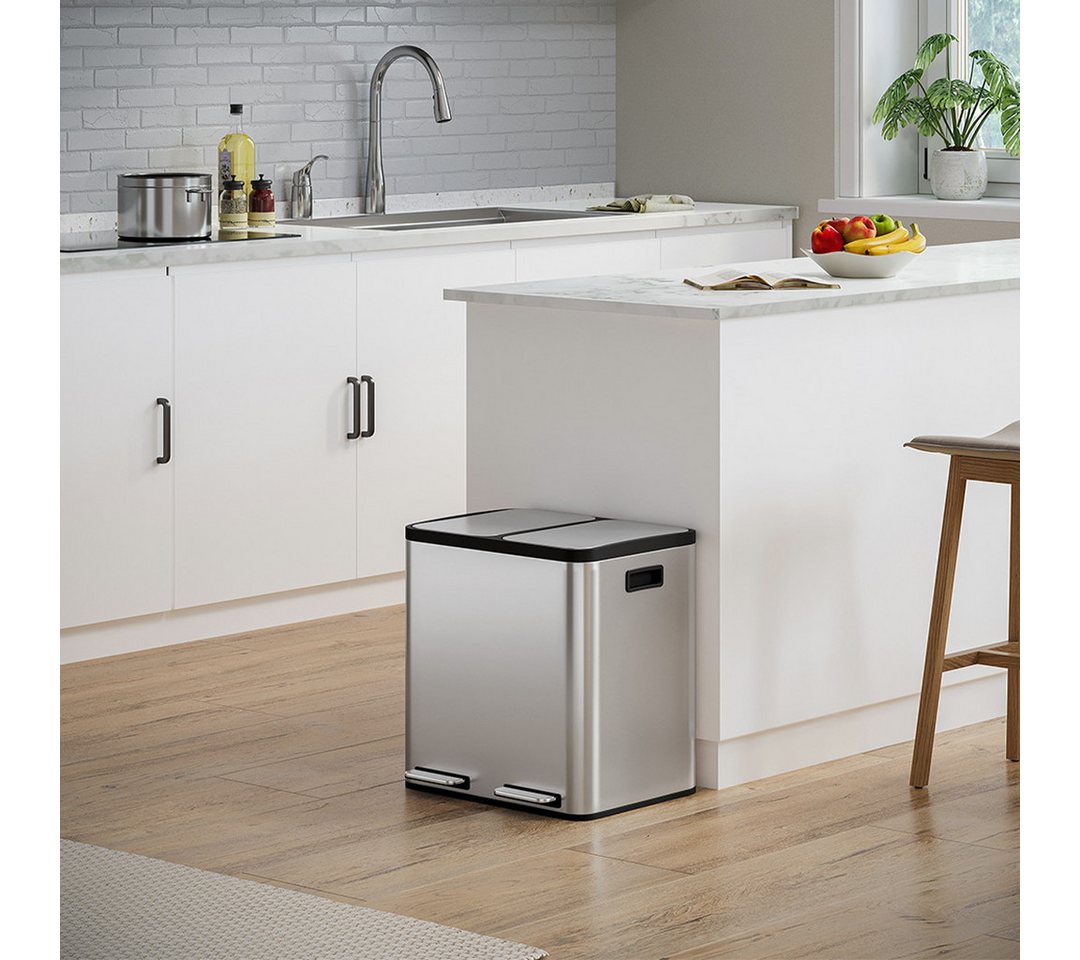 STEELSØN Mülleimer Epsilon mit Soft-Close-Funktion, Tretmülleimer mit Inneneimern, Abfalleimer aus Edelstahl, verfügbar in 2x15L oder 3x15L – Bild 2 von 5