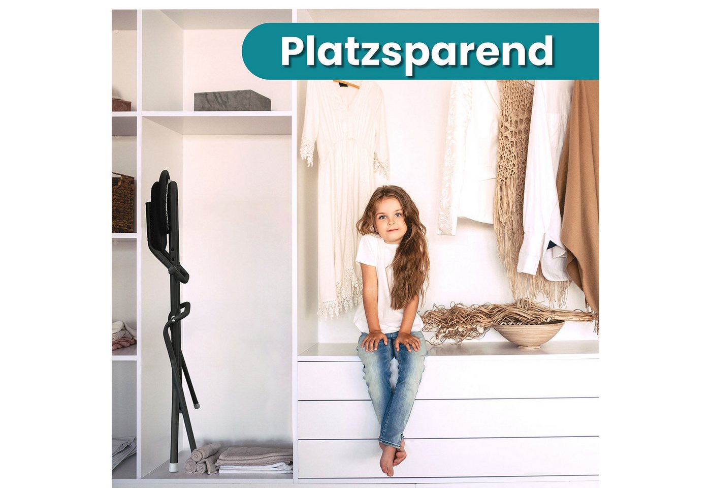 ELONEO Stehhilfe ELONEO Sitzhilfe/Bügelstehhilfe, mit Rückenkissen, belastbar bis 120kg, höhenverstellbar, rutschfest & platzsparend – Bild 5 von 5