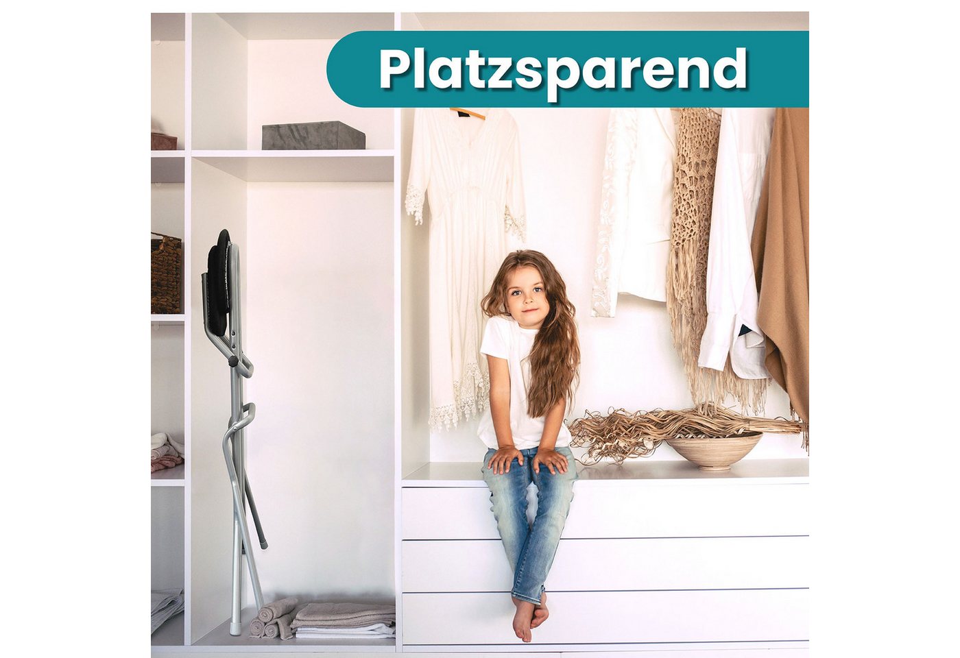 ELONEO Stehhilfe ELONEO Sitzhilfe/Bügelstehhilfe, mit Rückenkissen, belastbar bis 120kg, höhenverstellbar, rutschfest & platzsparend – Bild 5 von 5