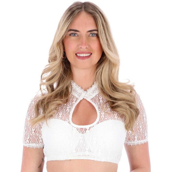 Steigenhöfer Manufaktur Dirndlbluse - MARIE - Dirndl Bluse Damen mit Perle und Tropfenausschnitt - Kurzarm Weicher Stoff mit angenehmen Tragegefühl - Ideal fürs