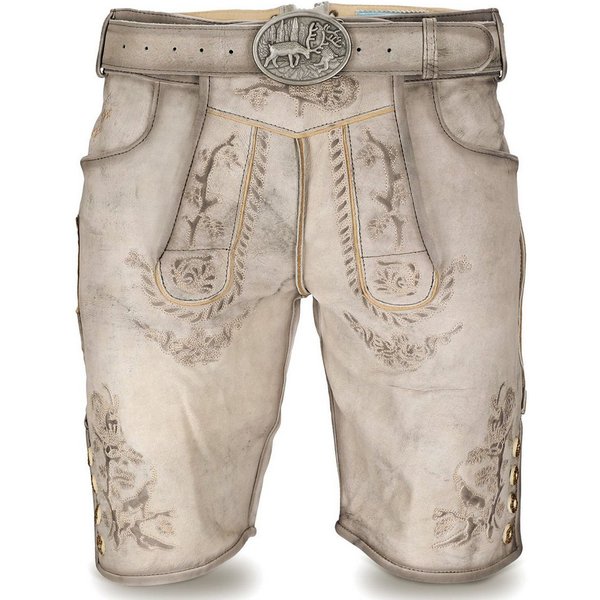 Steigenhöfer Manufaktur Trachtenlederhose mit Gürtel - 100% Rindsleder - Lederhose Herren Kurz - Franz Handgemacht aus echtem Leder - Für Dein Oktoberfest Herre