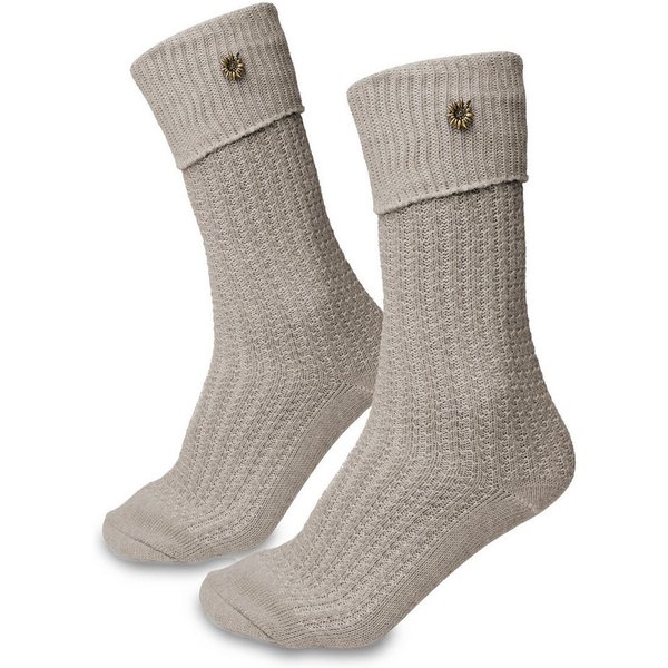 Steigenhöfer Manufaktur Trachtensocken mit Edelweißanstecker und Zopfmuster - Socken für Herren und Damen Bayerische Trachtenstrümpfe aus Baumwolle für dein Okt