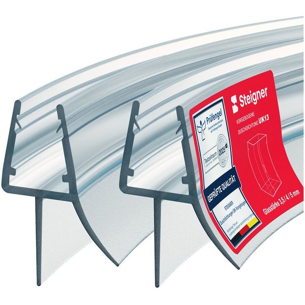 STEIGNER Duschdichtung 2er-Set Duschdichtung gebogen UK13 60cm (2 Stk) - Dusche 3,5-5mm, L: 60 cm, (1 Stück Packung, 2-St., Einzeldichtung), Dichtung für Runddu