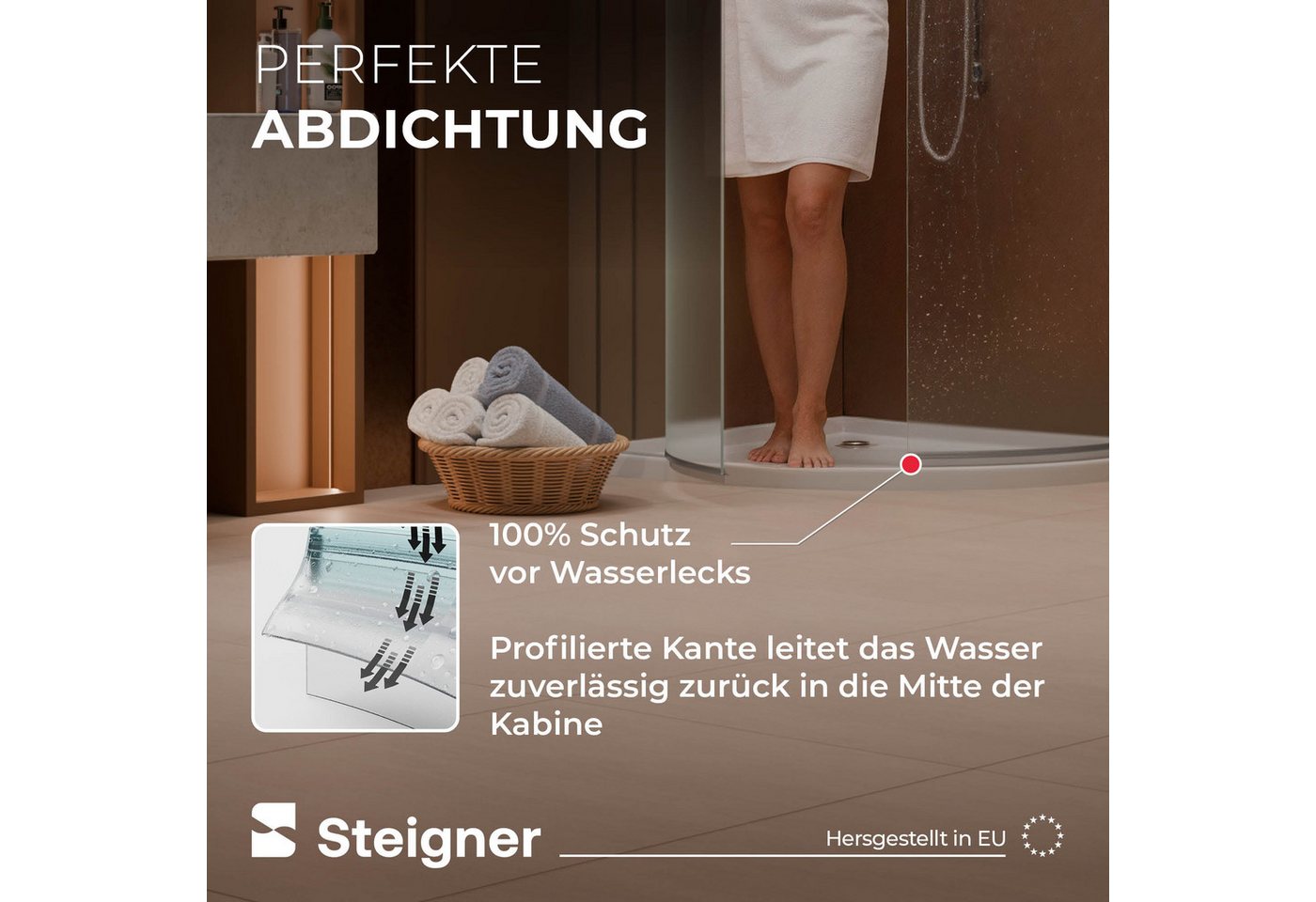 STEIGNER Duschdichtung 2er-Set Duschdichtung gebogen UK13 60cm (2 Stk) - Dusche 3,5-5mm, L: 60 cm, (1 Stück Packung, 2-St., Einzeldichtung), Dichtung für Runddu – Bild 3 von 5