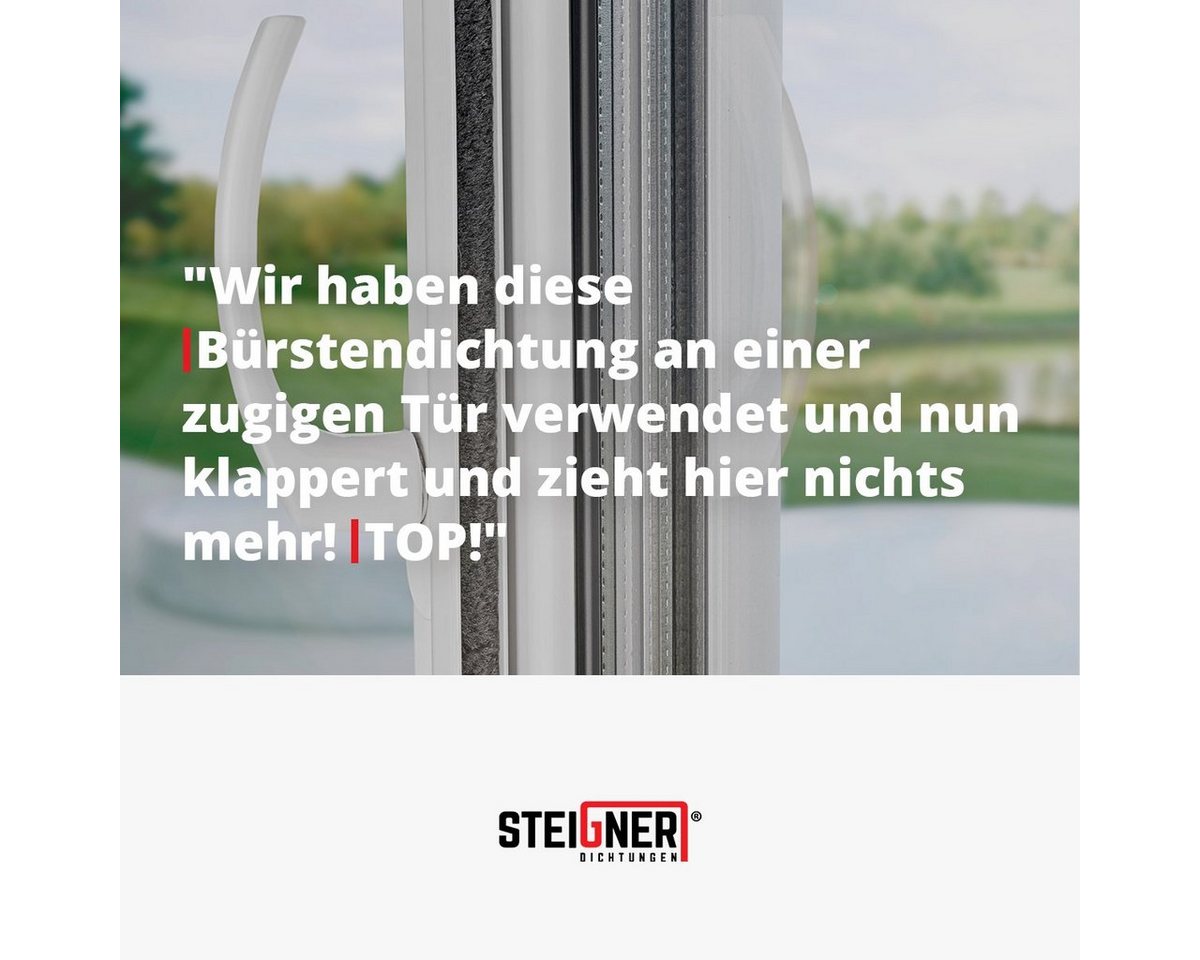 STEIGNER Duschdichtung Bürstendichtung selbstklebend 20mm Bürstenhöhe Türdichtung 5m Länge, L: 500 cm – Bild 5 von 5
