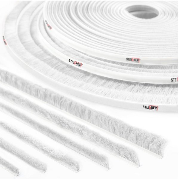 STEIGNER Duschdichtung Bürstendichtung selbstklebend 4mm Bürstenhöhe Türdichtung 5m Länge, L: 500 cm