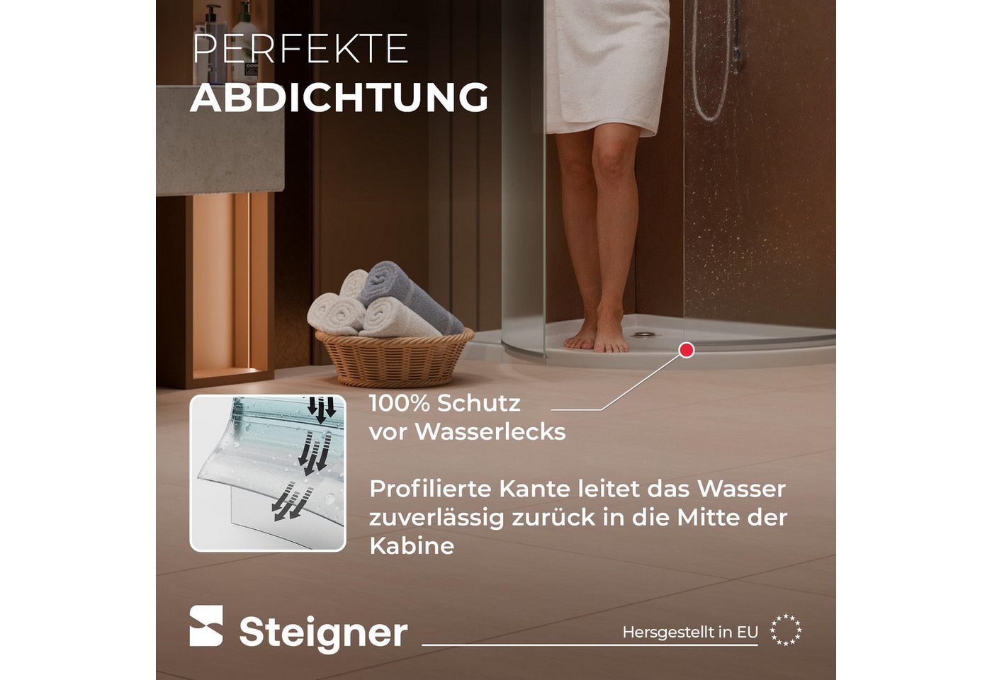 STEIGNER Duschdichtung Duschtürdichtung gebogen UK12 30 cm (1 Stk) Transparent 6-8 mm, L: 30 cm, (1 Stück Packung, Einzeldichtung), Dichtung für Runddusche oder – Bild 5 von 5