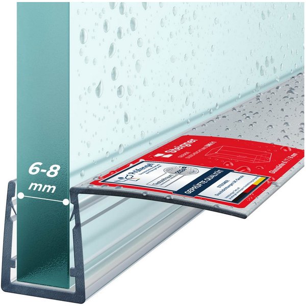 STEIGNER Duschdichtung Duschtürdichtung Gerade UK11 30 cm (1 Stk) Transparent 6-8 mm, L: 30 cm, (1 Stück Packung, Einzeldichtung), Dichtung für Eckeinstieg Dusc