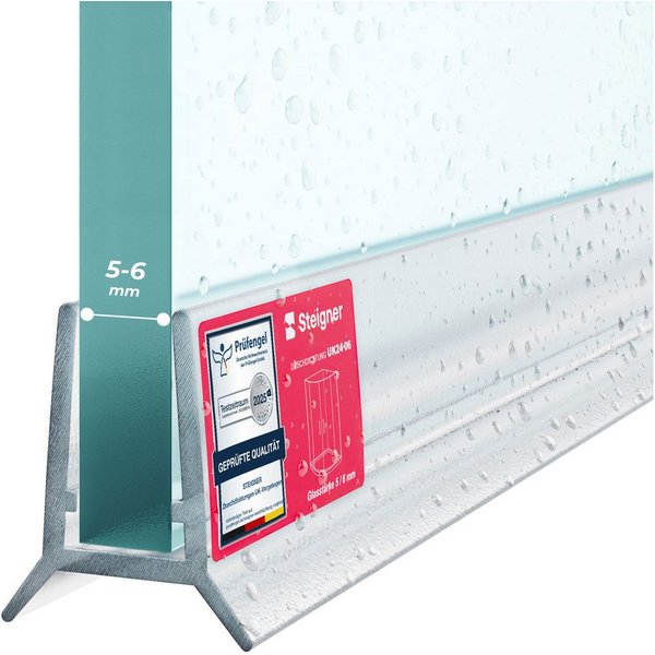 STEIGNER Duschdichtung Duschtürdichtung Gerade UK24-06 30 cm (1 Stk) Transparent 5-6 mm, L: 30 cm, (1 Stück Packung, Einzeldichtung), Dichtung für Eckeinstieg D