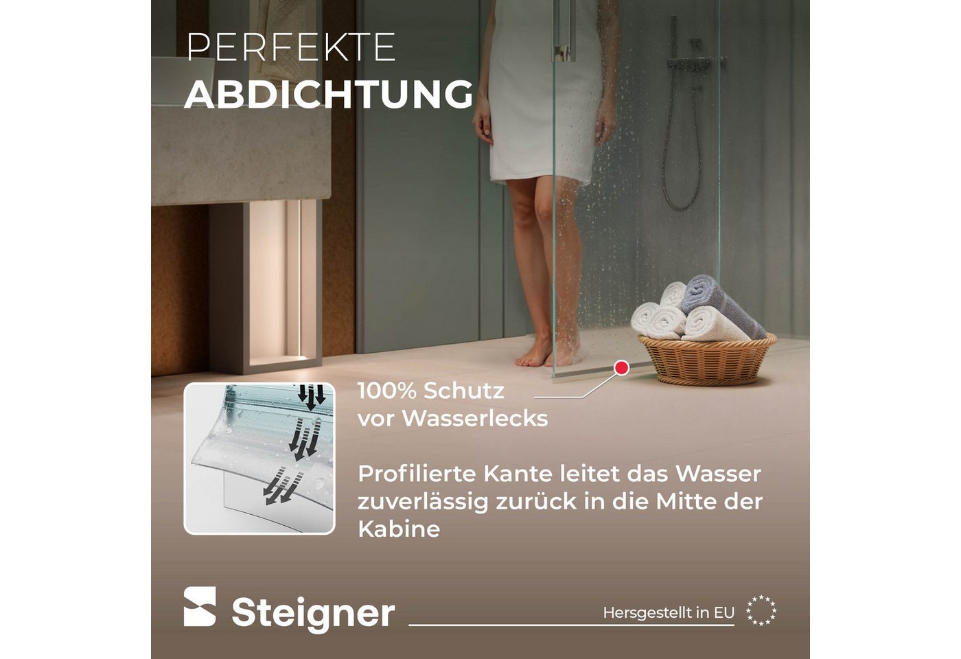 STEIGNER Duschdichtung Duschdichtung Gerade UK33-06 30 cm (1 Stk) Transparent 5-6 mm, L: 30 cm, (1 Stück Packung, Einzeldichtung), Dichtung für Eckeinstieg Dusc – Bild 3 von 5