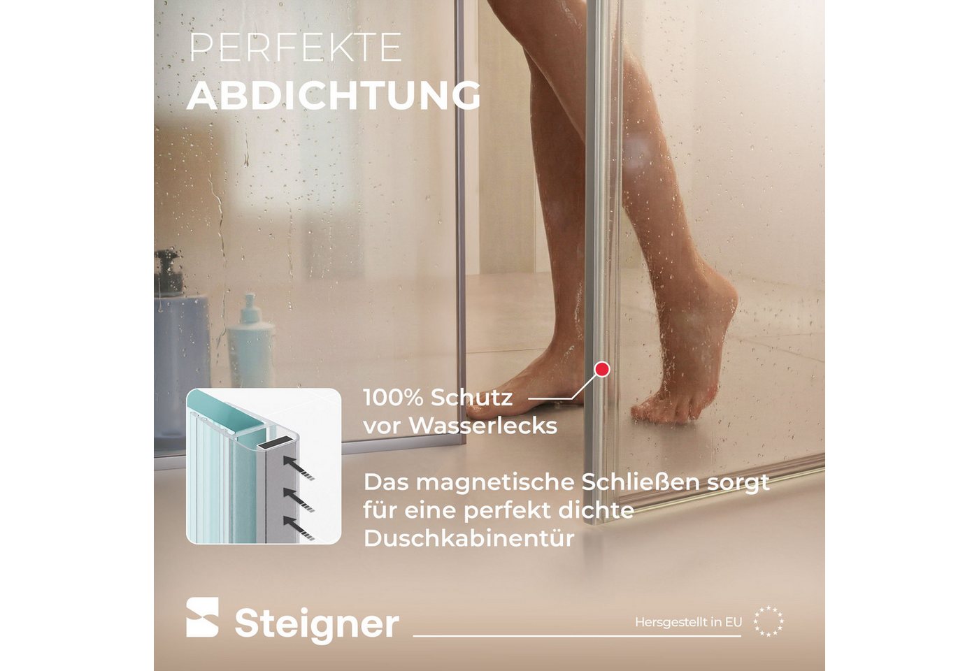 STEIGNER Duschdichtung Magnetduschdichtung UKM02 201 cm (1 Stk) Transparent 6-8 mm, L: 201 cm, (1 Stück Packung, 1-St., Einzeldichtung), Duschdichtung für Eck,  – Bild 5 von 5