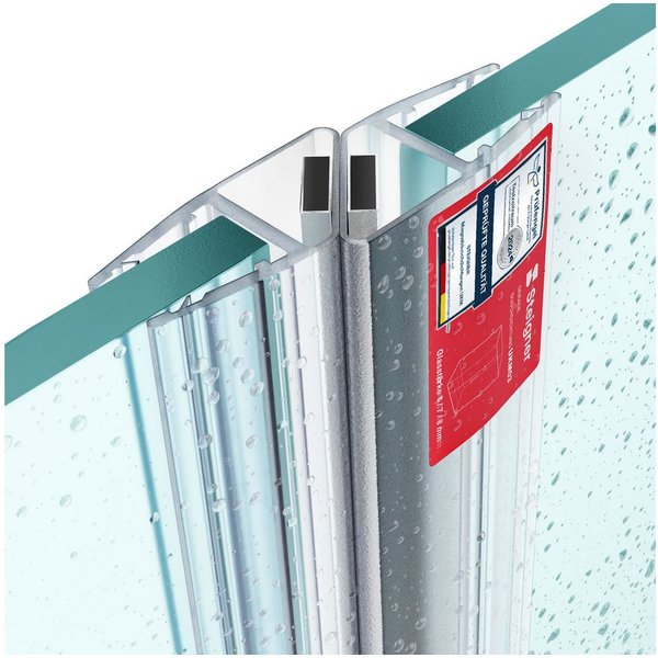STEIGNER Duschdichtung Magnetduschdichtungen UKM03 201 cm 2 Stk Set 180° Transparent 3,5-5 mm, L: 201 cm, (2 Stück Packung, 2-St., Einzeldichtung), Duschdichtun