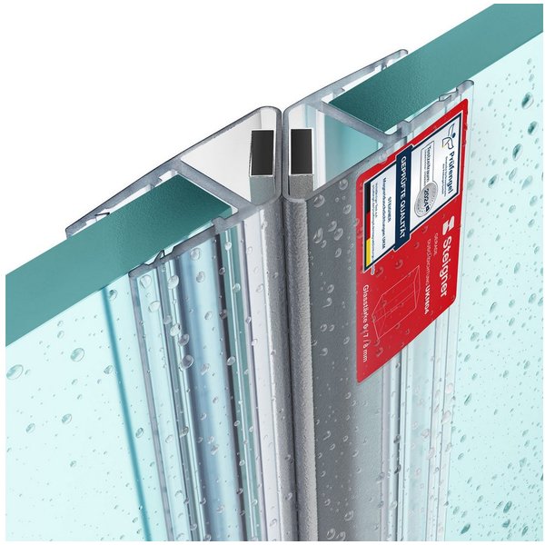 STEIGNER Duschdichtung Magnetduschdichtungen UKM04 201 cm 2 Stk Set 180° Transparent 6-8 mm, L: 201 cm, (2 Stück Packung, 2-St., Einzeldichtung), Duschdichtunge