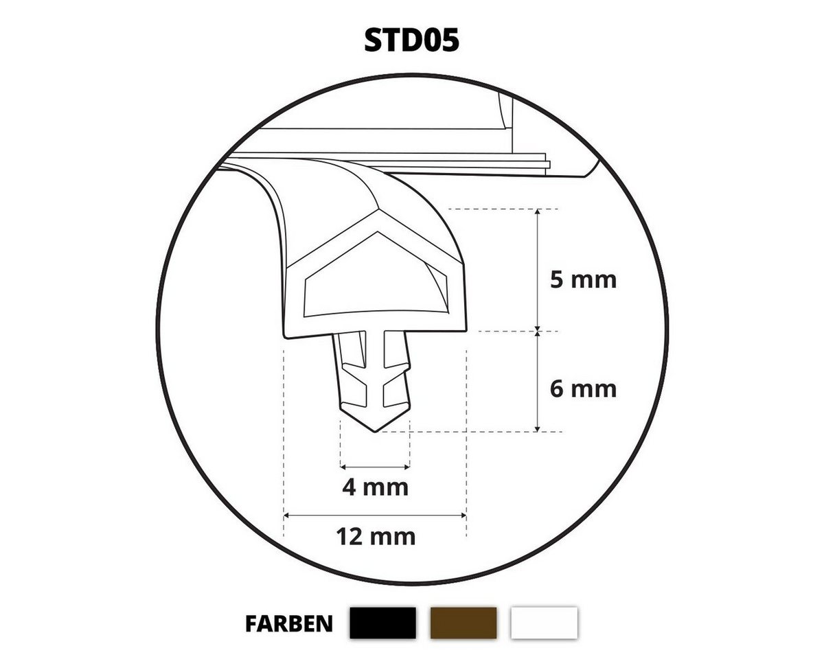 STEIGNER Türdichtband STD05 Türdichtung, Zimmertürdichtung Gummidichtung Türzargendichtung Türanschlagdichtung – Bild 3 von 5