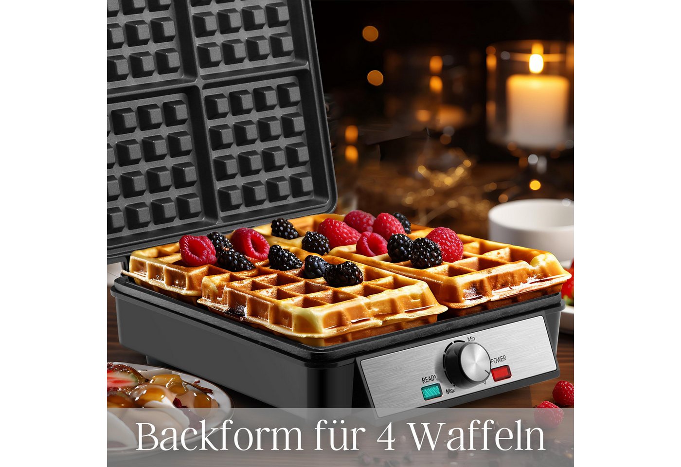 STEINBORG Waffeleisen SB-2060, 1200 W, Anftihaftbeschichtung, Cool-Touch-Technologie – Bild 2 von 5