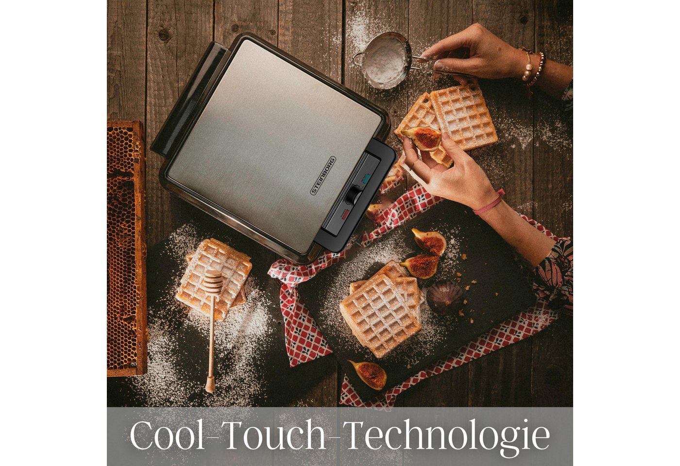 STEINBORG Waffeleisen SB-2060, 1200 W, Anftihaftbeschichtung, Cool-Touch-Technologie – Bild 3 von 5