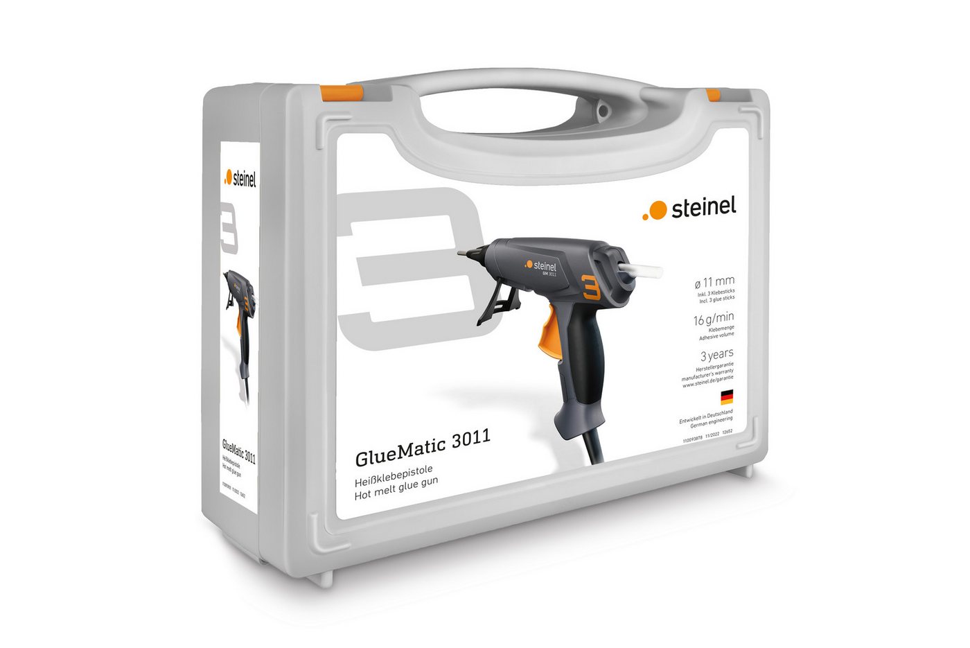 steinel Heißklebepistole GlueMatic 3011, leicht, ergonomsich, Fördermenge von 16 g/min, Faltschachtel – Bild 5 von 5