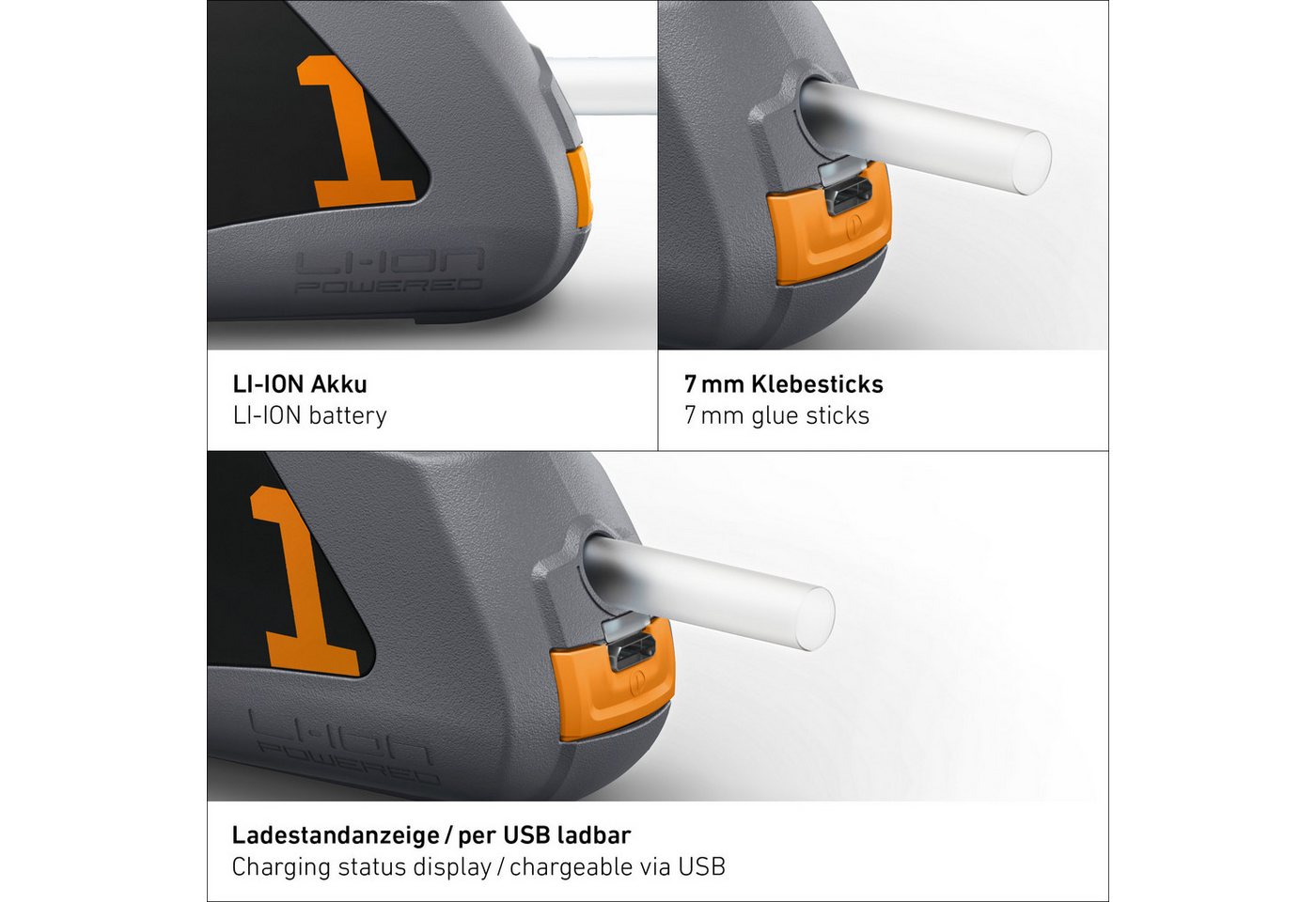 steinel Heißklebestift MobileGlue 1007-S, Für 7 mm Klebesticks, kabellos, mit Akku, schnelle Aufheizzeit – Bild 5 von 5