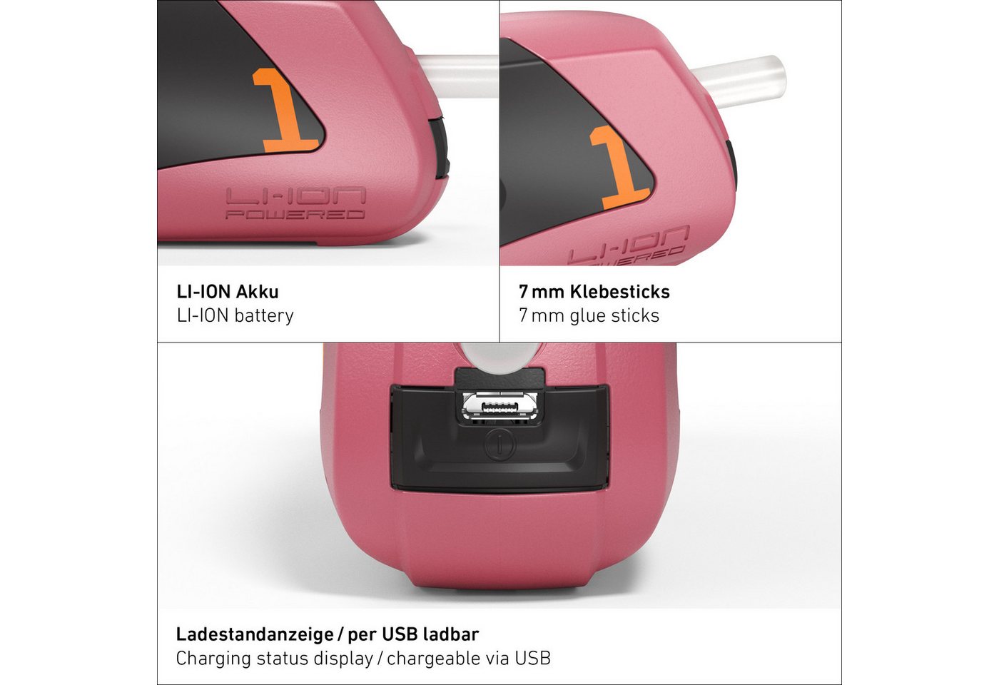 steinel Heißklebestift MobileGlue 1007-S, Für 7 mm Klebesticks, kabellos, mit Akku, schnelle Aufheizzeit – Bild 3 von 3