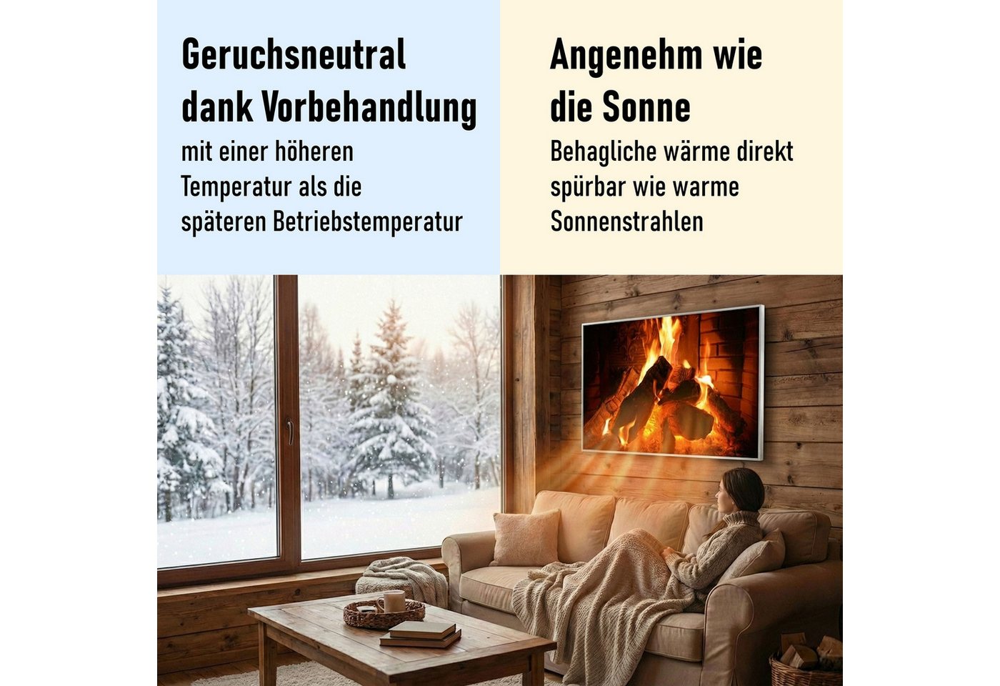 STEINFELD Heizsysteme Infrarotheizung Bild 600W, 100x60cm, Made in Germany, 7 Jahre Garantie, mit Thermostat, Silber – Bild 4 von 5