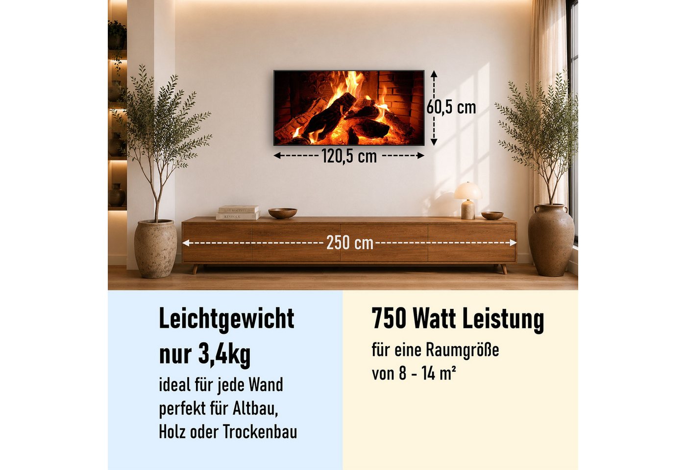 STEINFELD Heizsysteme Infrarotheizung Bild 750W, 120x60cm, Made in Germany, 7J Garantie, mit Thermostat, viele Motive – Bild 2 von 5